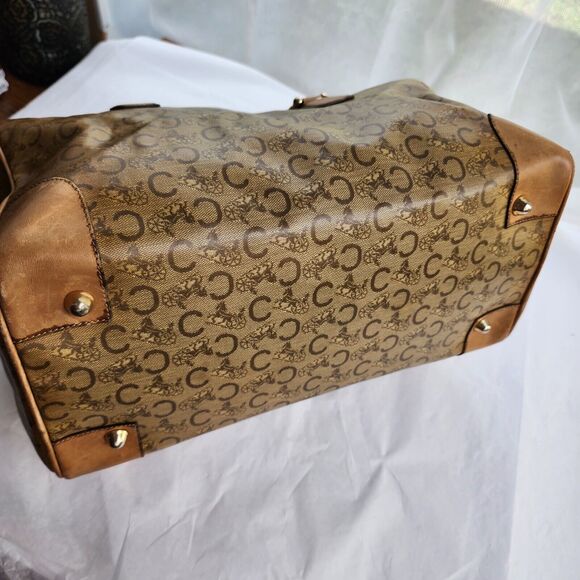 Vintage CELINE Boston Weekend Bag Coated Canvas & Leather Macadam  Tan Large - Picture 4 of 12
